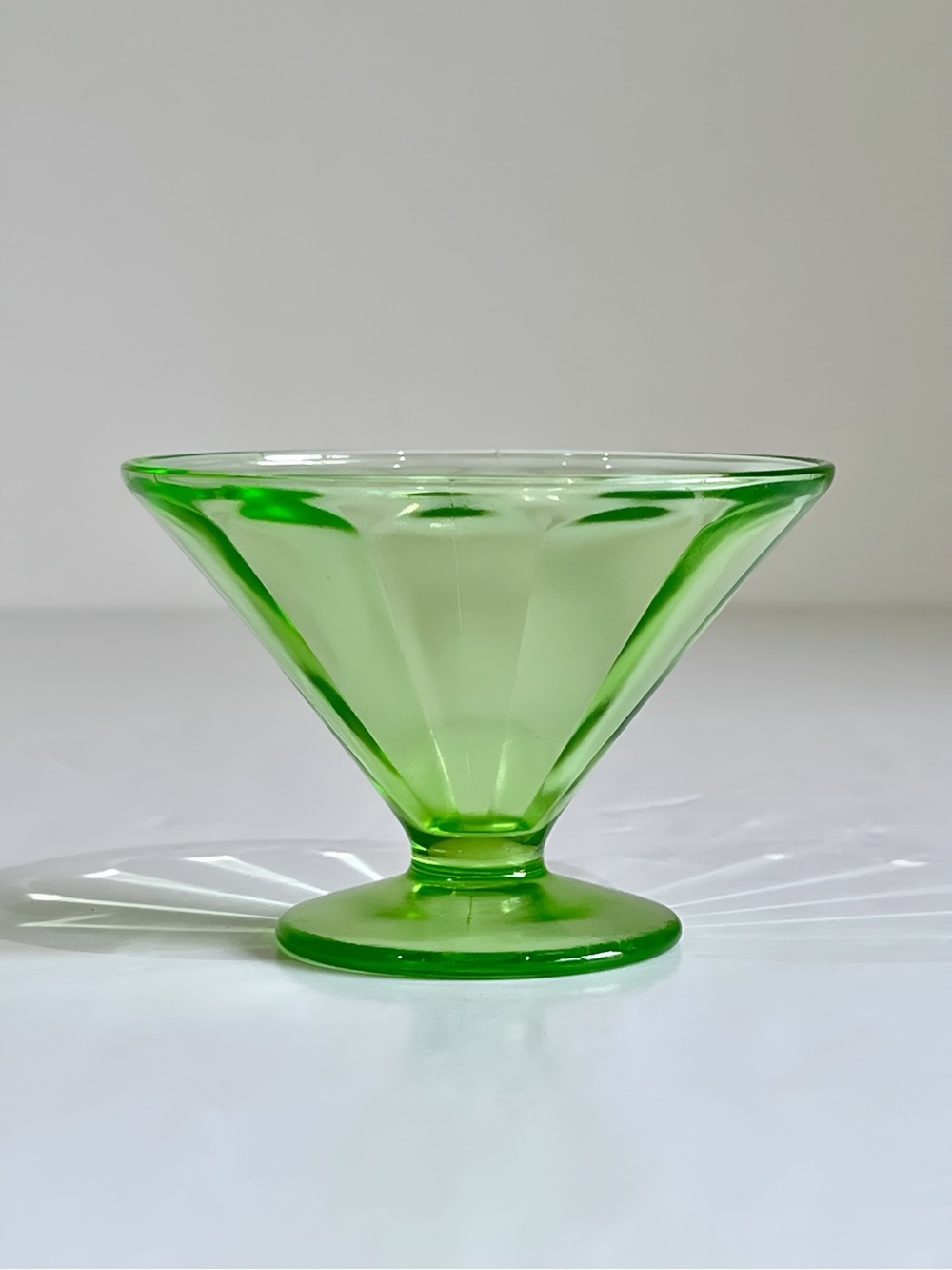 Antique Uranium Glass Pedestal Dessert Dishes